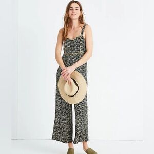 Madewell Button-Front Wide-Leg Jumpsuit Playground Posies Black Floral size 6